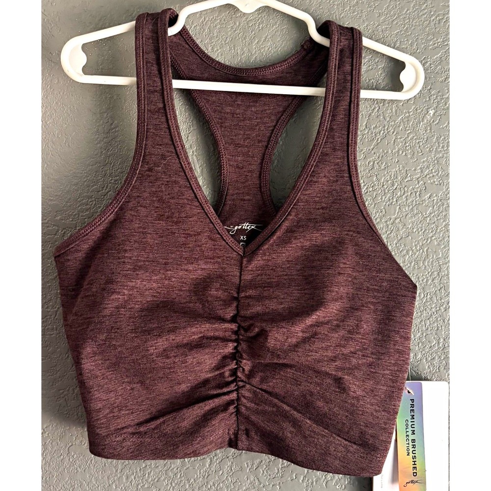 Gottex Premium Brushed Sports Bra Racerback Moisture Wicking XS Currant